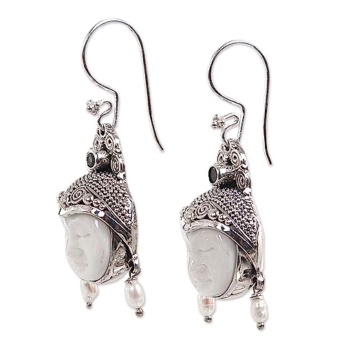 NOVICA-Artisan-Handcrafted-925-Sterling-Silver-Bone-Dangle-Earrings-Handmade-Dangle-Earring-Freshwater-Pearl-Earrings-Dangle-Artisan-Earrings-Jewelry-Dangle-Earring-Earrings-Carved-Bone