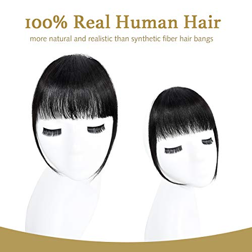 EFA2Z Prendedor de cabelo com franja, extensões de cabelo humano com franja, franja com têmporas par