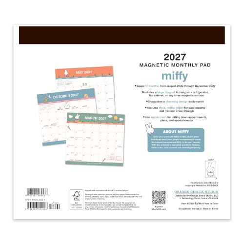 Orange Circle Studio 2027 A Year in Color Magnetic Monthly Calendar Pad, 17-Month Calendar for Office Desk & Refrigerator, Wall Planner, 9.6" x 8.5", Tear-Off Pages, Matte Paper Family Organizer - Image 4
