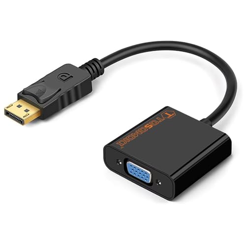 Tosomoki - DisplayPort to VGA Male to Female 1080P DP to VGA Adapter with Gold-Plated Connector for Laptop, Computer, Display, HDTV, Projector, Compatible for Lenovo, Dell, HP, ASUS