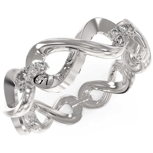 Guess Endless Dream Collection Women's Ring Made of 90% Stainless Steel - 10% Crystal, with Rhodium Finish. Reference is: JUBR03_273JW_RH_52., Hypoallergenic steel, Crystals