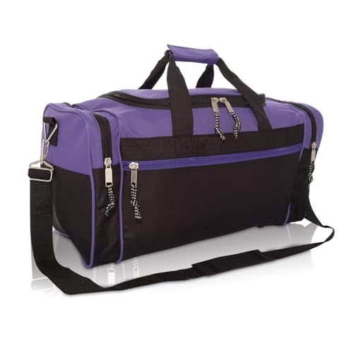 Image of DALIX 21 inch Blank Sports Duffle Bag Gym Bag Travel Duffel with Adjustable Strap in Purple