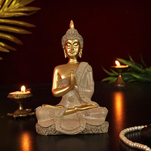 Image of TIED RIBBONS Decorative Lord Buddha Meditating Statue Idol Showpiece (Multi, 16.5 cm x 10.1 cm) for Home Decor Living Room Yoga Room Bedroom Office Table Wall Shelf Decoration Gifting