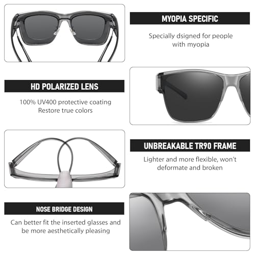 DUCO Trendy Polarized Fit Over Glasses Sunglasses for Men & Women Oversized Wrap Around Shades with UV400 Protection DC89904