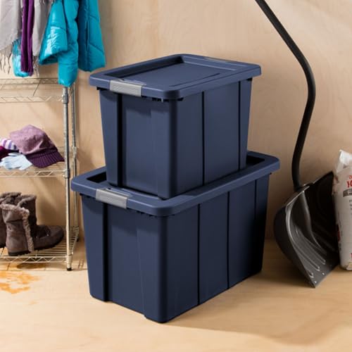 Image of Sterilite 8-Pack Storage Bins with Lids, Heavy Duty Totes, Tuff1, 30 Gallon, Dark Indigo