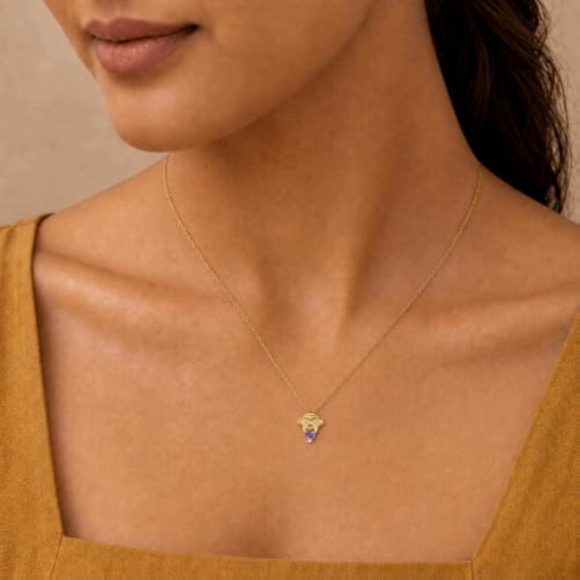 Women's Twinkle Toes Monkey Lab Grown Diamond Pendant in 925 Silver