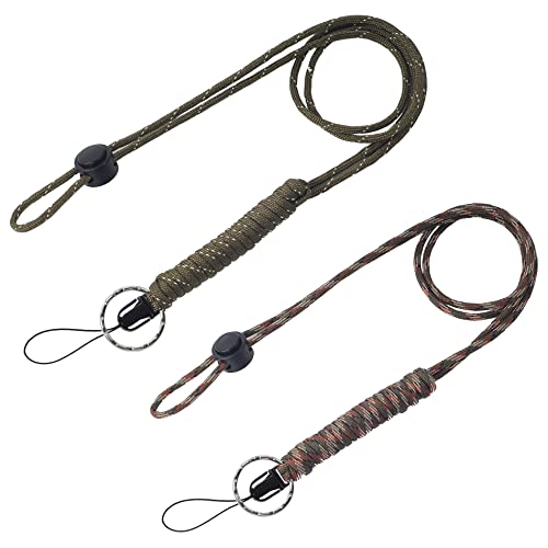 Image of 2 Pack [25 Inches] Strong Paracord Survival Lanyard Necklace with Split Ring & Clip for Keys & ID Holders[Quick Release /Easy Disassemble]
