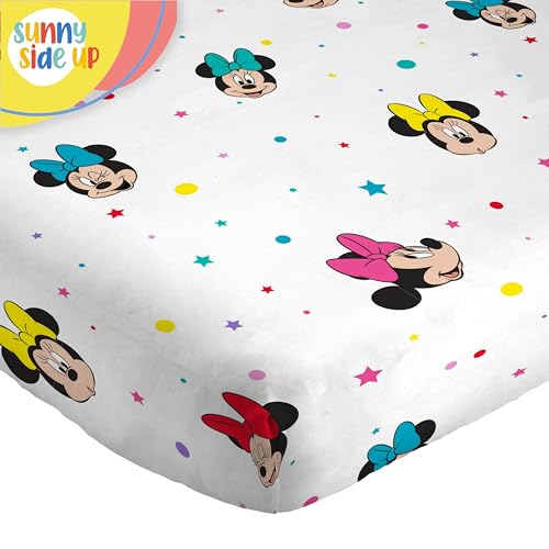 Image of Sunny Side Up Disney Minnie Mouse Full Sheet Set - 4 Piece Kids Bedding Set Includes Pillow Cover - Super Soft Rainbow Dots Microfiber Sheets