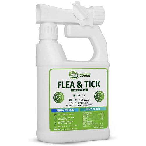 Image of Mosquito Magician Flea and Tick Yard Spray with Hose End Sprayer - Mosquito & Tick Killer and Repellent, Flea Treatment & Outdoor Bug Control for Lawn, Garden & Backyard - Mint Scent, 32 OZ