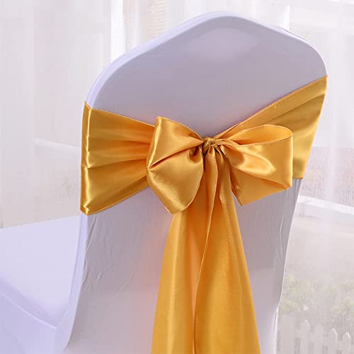 Image of Solid Color Double Faced Gold Satin Ribbon 2 inch X 50 Yards, Ribbons Perfect for Crafts, Wedding Decor, Bow Making, Sewing, Gift Package Wrapping and More