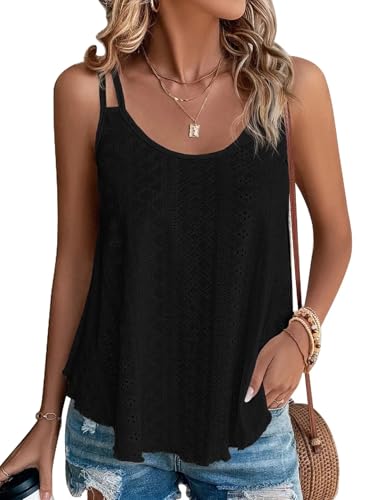 KKJ Womens Cute Tank Tops Sleeveless Spaghetti Strap Scoop Neck