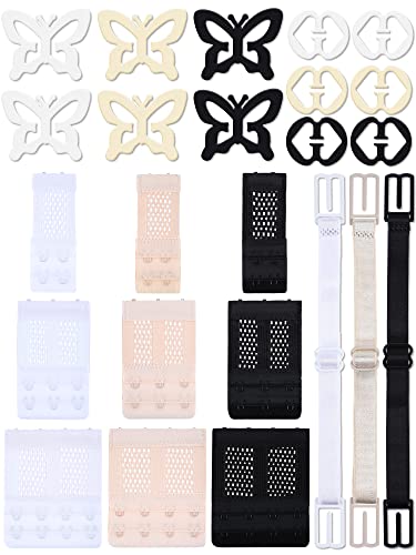 Boao 24 Pieces Bra Strap Clips to Make Racerback, Bra Strap Holders, Elastic Extenders 2,3,4 Hook Accessory Adjustable Connector Clip Non Slip Clips for Women