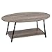 Household Essentials 8081-1 Oval Rustic Coffee Table with Storage Shelf | Distressed Ashwood