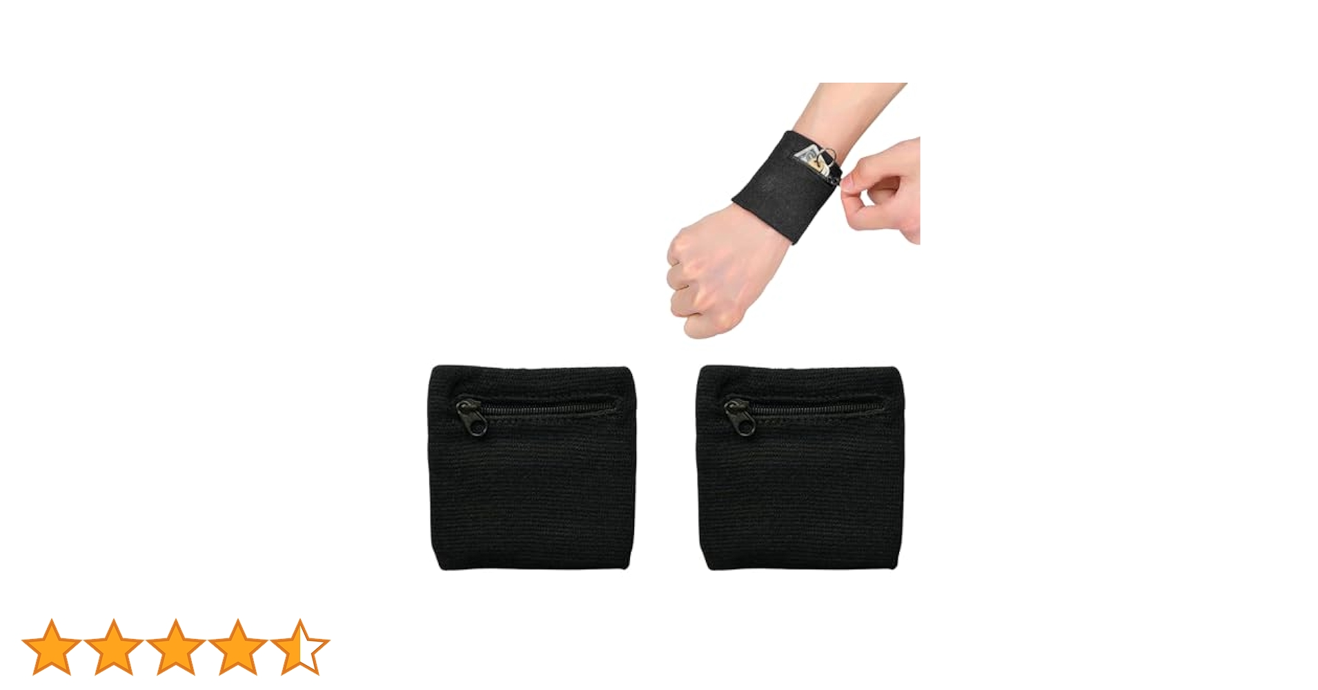 4 Pack Sweatbands With Zipper - Wrist Pouch Wallet For