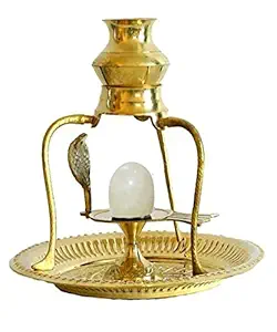 SHIVDEV CRAFT White stone shaligram with jalhari and abhishek stand set 3 inch