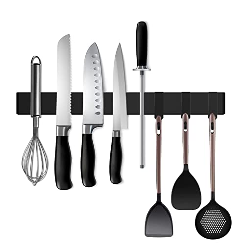 Black Magnetic Knife Strip for Refrigerator - Larger 17 inch