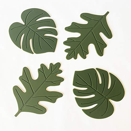 STONEMUSLE Monstera & Oak Leaf Silicone Coasters (Set of 4)