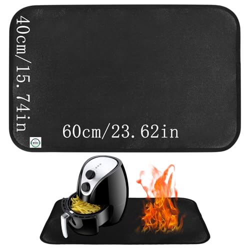 Alfombrilla Ignífuga, 60 x 40 cm Alfombra Resistente al Fuego, Alfombra Ignífuga Cocina de Sobremesa, Alfombrilla Protectora Contra el Calor, Tapete Protector para Freidora de Aire Barbacoa de Gas