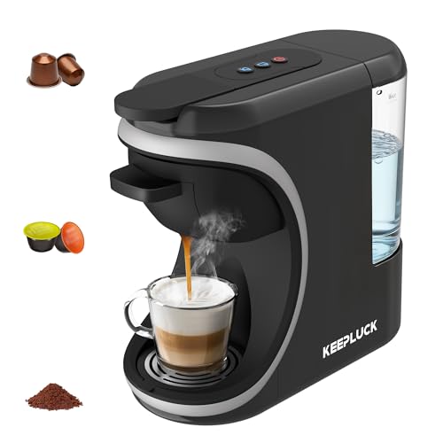 KEEPLUCK Cafetera de cápsulas 3 en 1 para Nespresso Original/para Dolce Gusto/A Modo Mio/polvo, compacta y ahorra espacio, 600 ml (ST-551)