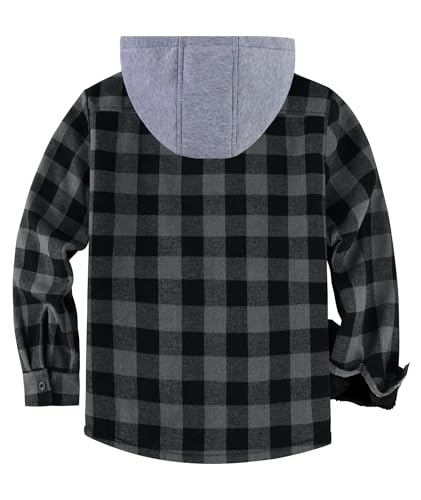 ZITY Flannel Jacket for Men Sherpa Fleece Lined Full-Zip Plaid Hoodie - image 7