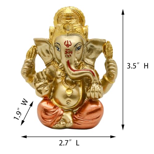 BangBangDa 3.5" H Lord Ganesha Statue for Car Dashboard Decor | with 1pc sticker, Small Ganpati Idol for Car