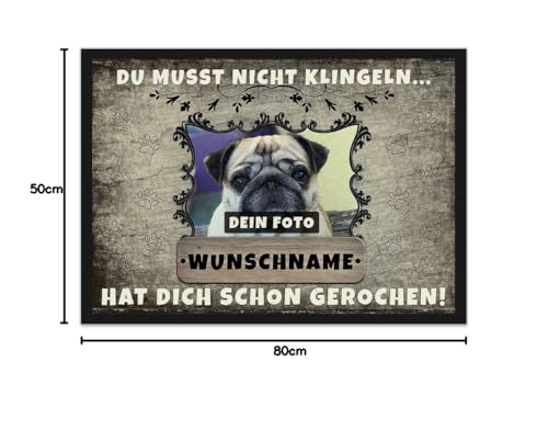 Print Royal Fußmatte personalisiert mit eigenem Hundefoto und Wunschname selbst gestalten - Verschiedene Größen bis 120 cm - Hunde-Fußmatte Bedrucken - 75 x 50 cm