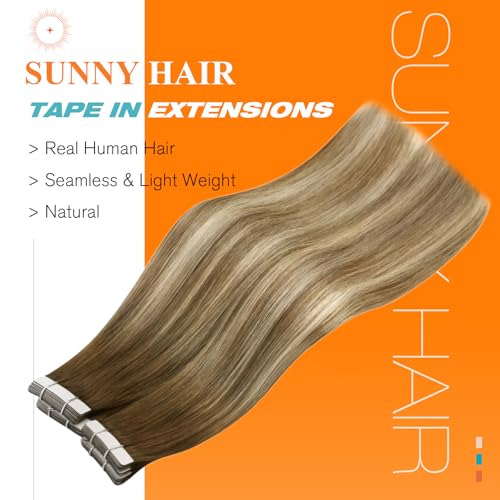 Image of Sunny Hair Tape in Hair Extensions Human Hair Ombre 16 Inch for Weddings