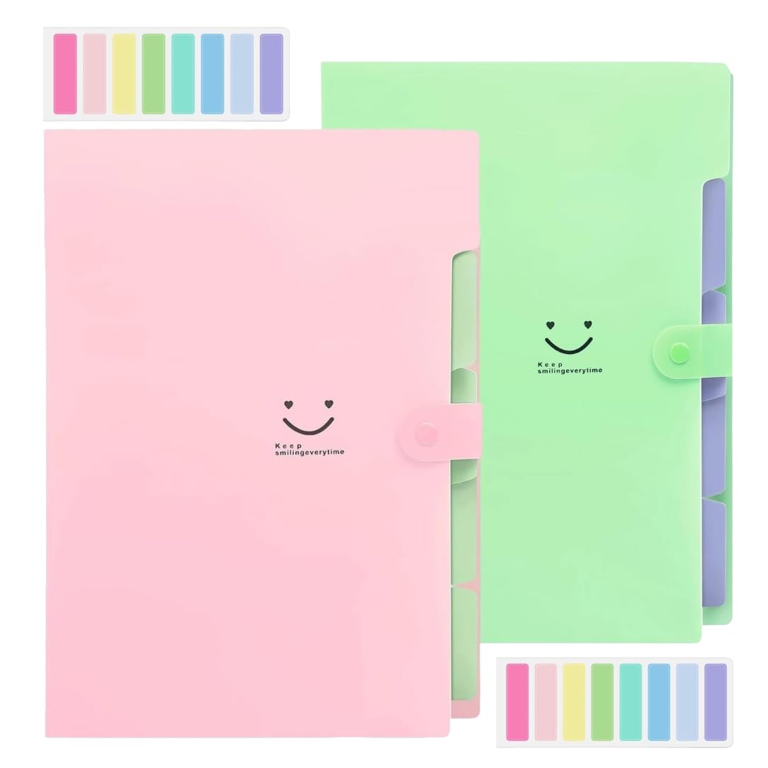 Corslet 2 portadocumenti formato A4, con 5 tasche, portadocumenti con 4 scomparti, organizer per carta, ufficio, scuola, portadocumenti, con etichette, file manager