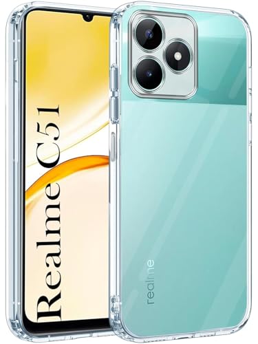 Image of Jkobi Back Cover for Realme C51 (Silicone Clear Shockproof Case with Camera Protection | Soft and Flexible | Transparent)