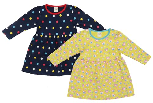Image of Clothe Funn Baby Girls Full Sleeves Dress (12-18 Months, Combo:-2, Navy & Yellow (Pack of 2))