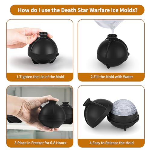 Moldes de hielo 3D Death Star de silicona 4 piezas miniatura 4