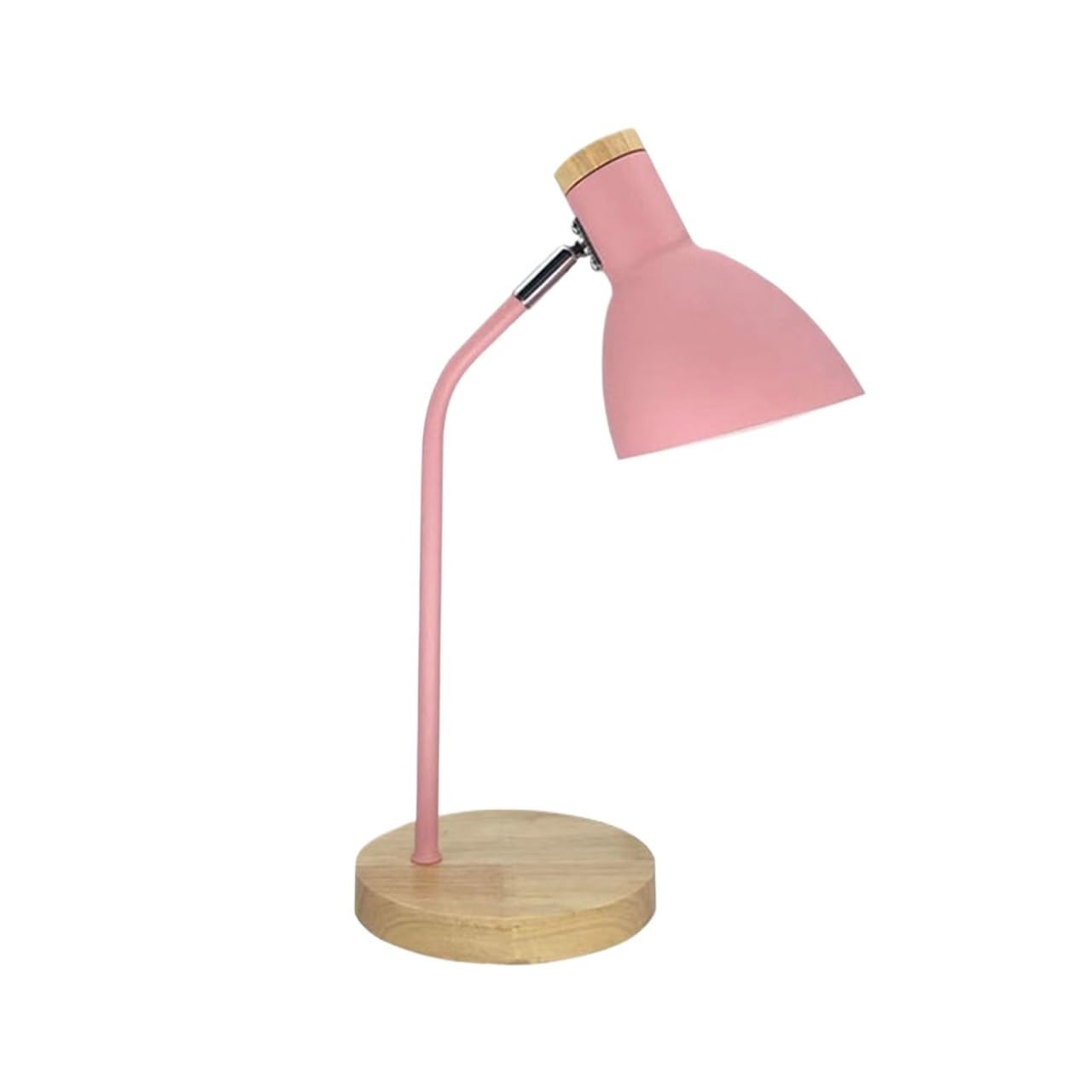 Lámpara De Lectura Lámpara De Escritorio Hierro Forjado con Base Madera. Bombilla No Incluida para Ojos(Pink)
