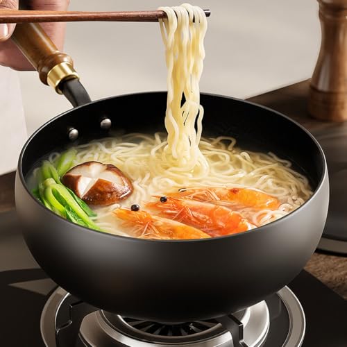 Sartén Wok de hierro fundido con tapa y mango de madera miniatura 6