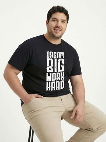 Image of Toodlegram Cotton Printed T-Shirt for Plus Size Men Round Neck Casual