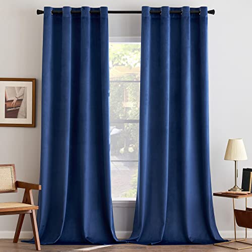 ANRODUO Dark Blue Velvet Curtains 108 Inches Long Blackout Thermal Insulated Soundproof Curtain Privacy Room Darkening Curtains Grommet Window Drapes for Bedroom Living Room Set of 2 ANRODUO Dark Blue Velvet Curtains 108 Inches Long Blackout Thermal Insulated Soundproof Curtain Privacy Room Darkening Curtains Grommet Window Drapes for Bedroom Living Room Set of 2