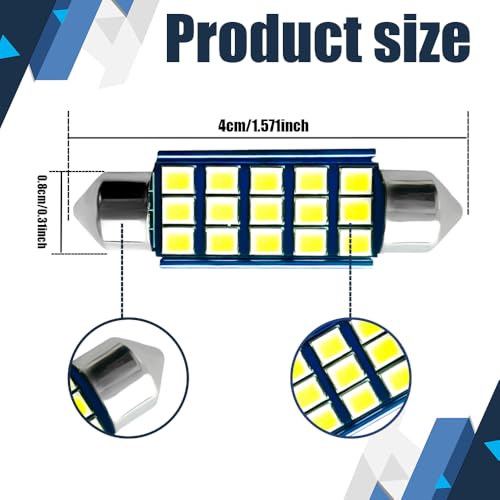 4 bombillas LED 578 6000K blancas para interiores de auto miniatura 2