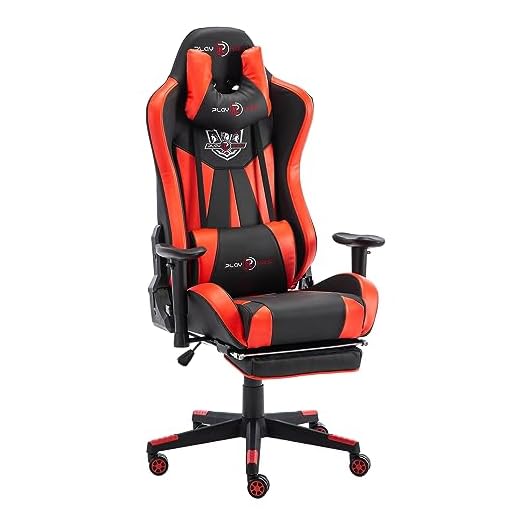 play haha. Ergonomisk spelstol i tävlingsstil kontorsstol med större högt ryggstöd och kudde större armstöd (Röd, Med fotstöd)