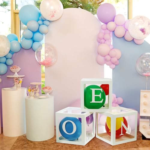 Boîtes de ballons One en lot de 3 cubes blancs pour décoration bébé - 4