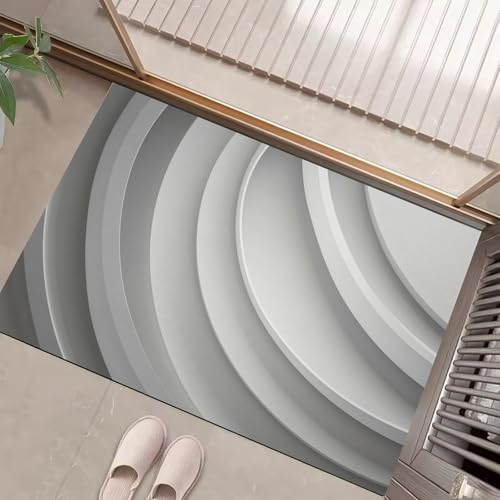 Paillasson Interieur Entree Antidérapant Absorbant Gris Clair 80x120 - 4
