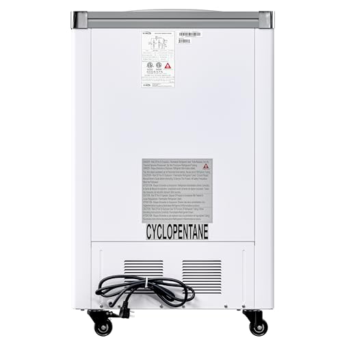 KoolMore 33 in. Flat‑Top Ice Cream Display Freezer, 7 Cu. Ft. Commercial Chest Freezer with Sliding Glass Doors, ETL Listed in White on Fridge.com