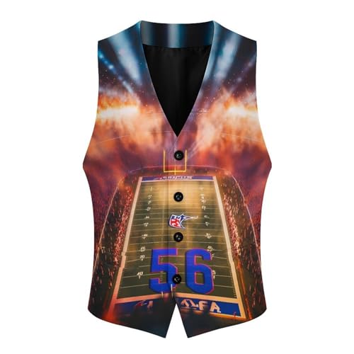 Football Field Men's Suit Vests Business Formal Dress Vest V-Neck Waistcoat for Wedding Casual4