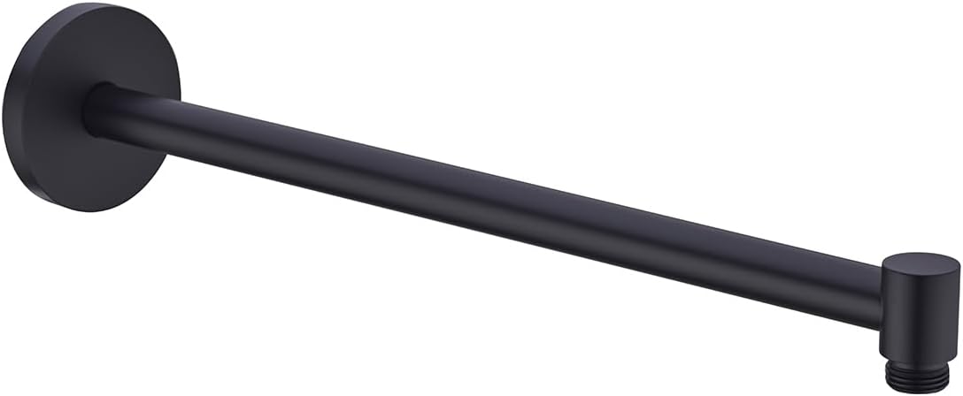 Shower Arm,16 Inch Rain Shower Head Extension Extender, With Flange and Teflon Tape, Made of Thicken Stainless Steel for Bathroom Rainfall Shower,Matte Black,SE-91088-16MB