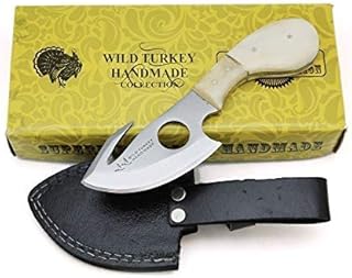 Wild Turkey Handmade Camel Bone Handle Fixed Blade Gut Hook Skinner Hunting Knife Outdoors Camping Fishing (Bone) - Wild Turkey Handmade