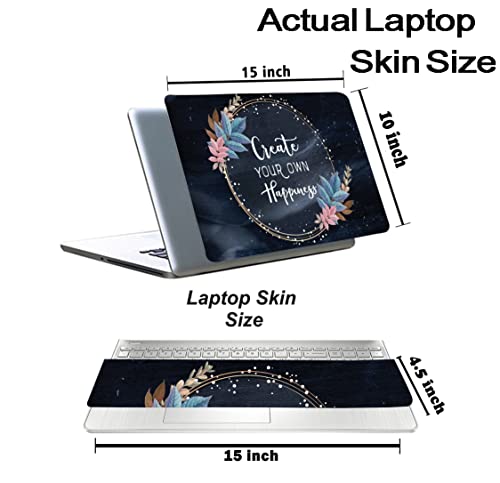 Inkykart Floral D26 Top+Wrist Pad Vinyl Laptop Skin/Sticker/Cover for 15 to 15.6 Inches Laptops Laminated-Removable-HD Quality Compatible for Hp-Dell-Sony-Lenovo-Asus etc.(15x10 Inches)