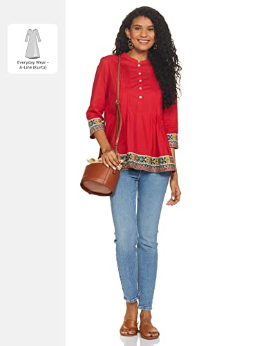 Image of Amazon Brand - Myx Women Cotton Regular Fit Short Kurti (Available in Plus Sizes)