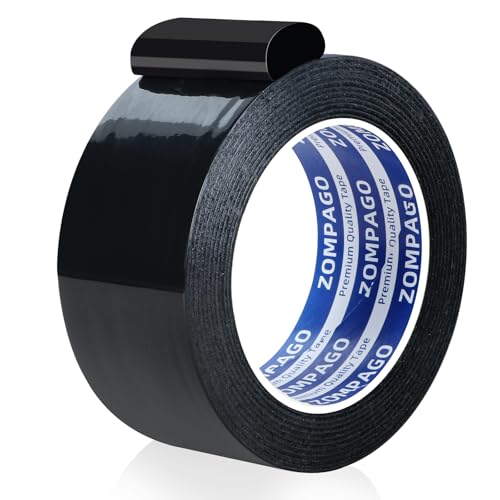 Image of ZOMPAGO Black Duct Tape Heavy Duty, 1.8in x 164FT, Tearable Strong Adhesive Waterproof Seal Tape for Indoor Outdoor Use, Multi Purpose for Packaging, Bundling, Repairs, Carpet Seaming, Crafts