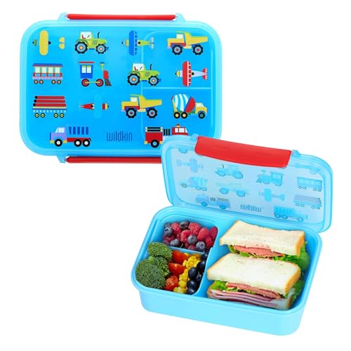 Image of Wildkin Reusable Food Container for Kids - Airtight, Leak Resistant, Dishwasher Safe - Trains, Planes & Trucks