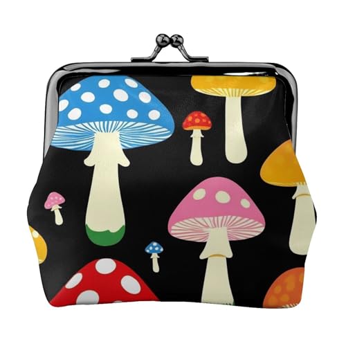 Coin Purse Change Pouch Wallets Buckle With Kisslock Clasp Coin Holder Cute Mushrooms ladies funny mushroom (1) Clutch Handbags For Women