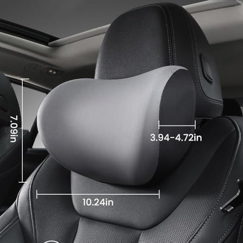Image of Pack of 2 Memory Foam Car Neck Pillow for Driving | Ergonomic Head & Neck & Shoulder Support Cushion with Adjustable Strap and Washable Cover.