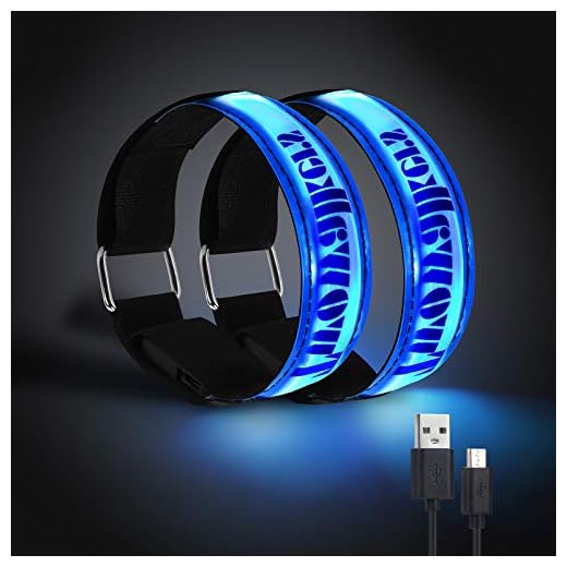 Twowalkers Led Armband(2 Pack), Rechargeable Running Light for Runners Reflective Running Gear Led Bracelet Light Up Band for Joggers Bikers Walkers